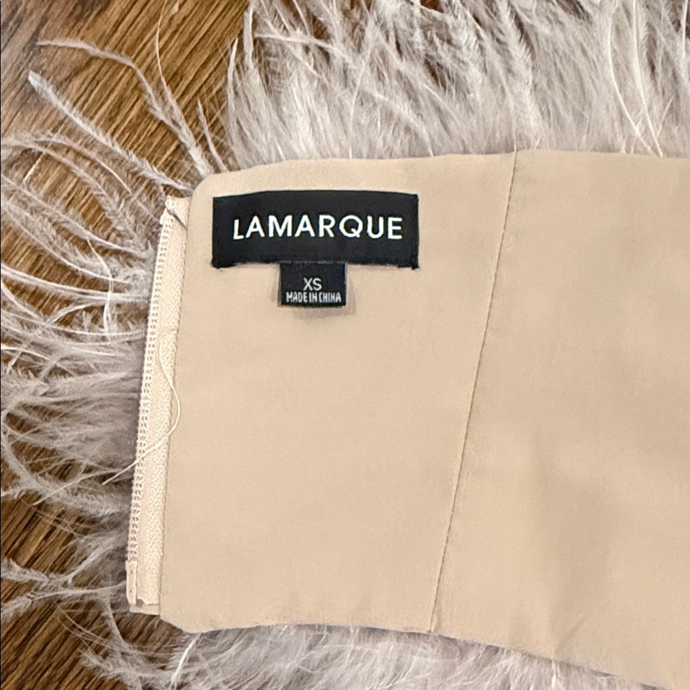 Lamarque Zaina Blush Feathered Off-Shoulder Crop Top - Picture 2 of 6